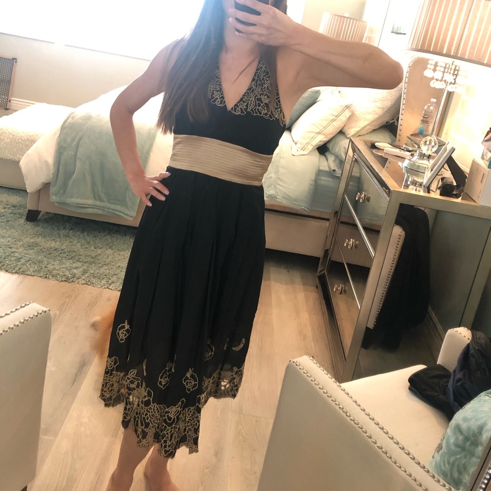 BCBG halter dress with gold details